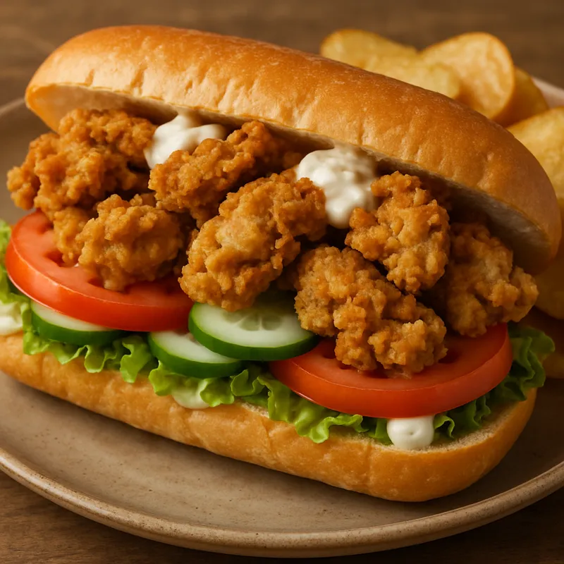 Gebratenes Austern-Po-Boy