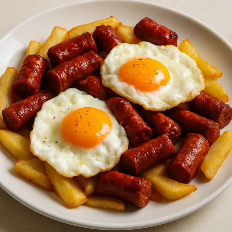 Gebrochene Eier mit Chistorra und Kartoffeln
