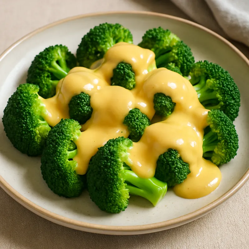 Gedämpfter Brokkoli mit Käsesauce
