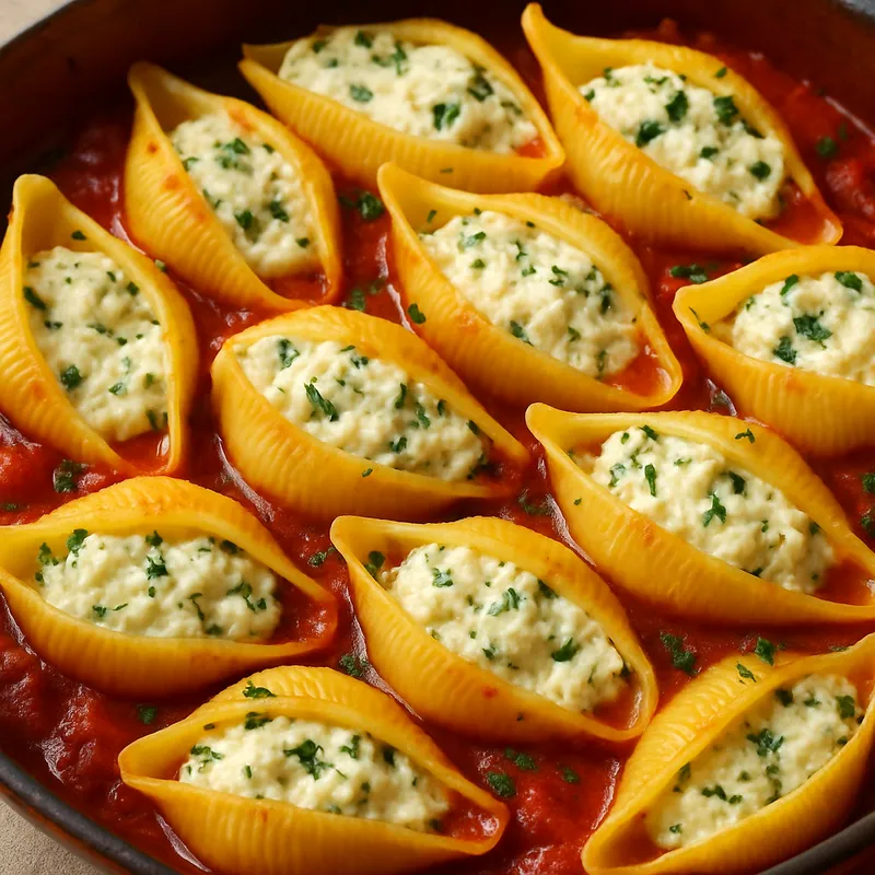 Gefüllte Muschelnudeln mit Ricotta