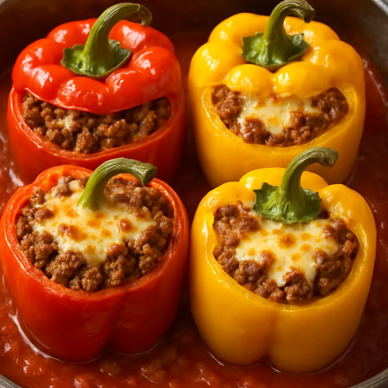 Gefüllte Paprika mit Hackfleisch und Käse