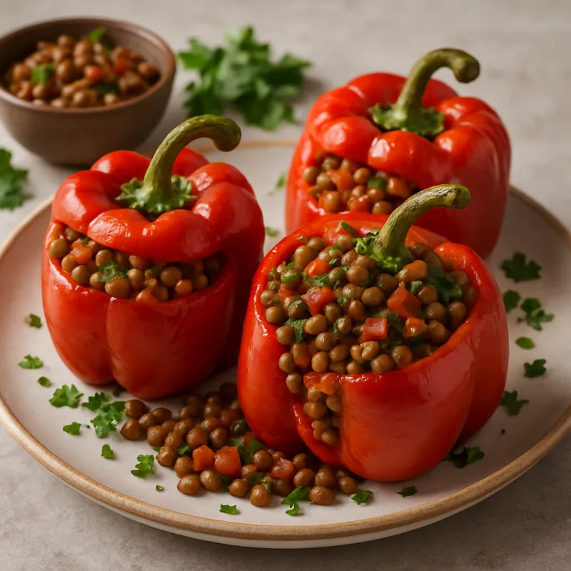 Gefüllte Paprika mit Linsen