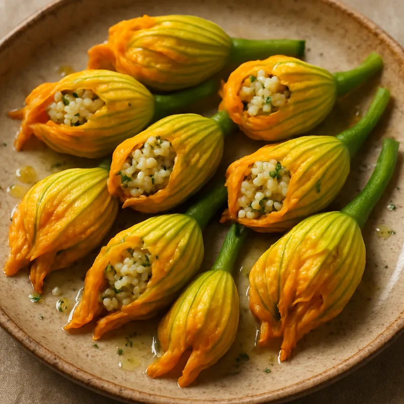 Gefüllte Zucchiniblüten nach Kos-Art
