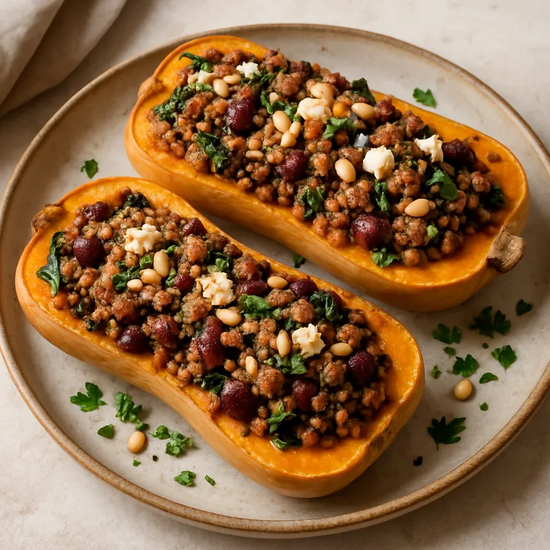 Gefüllter Butternut-Kürbis