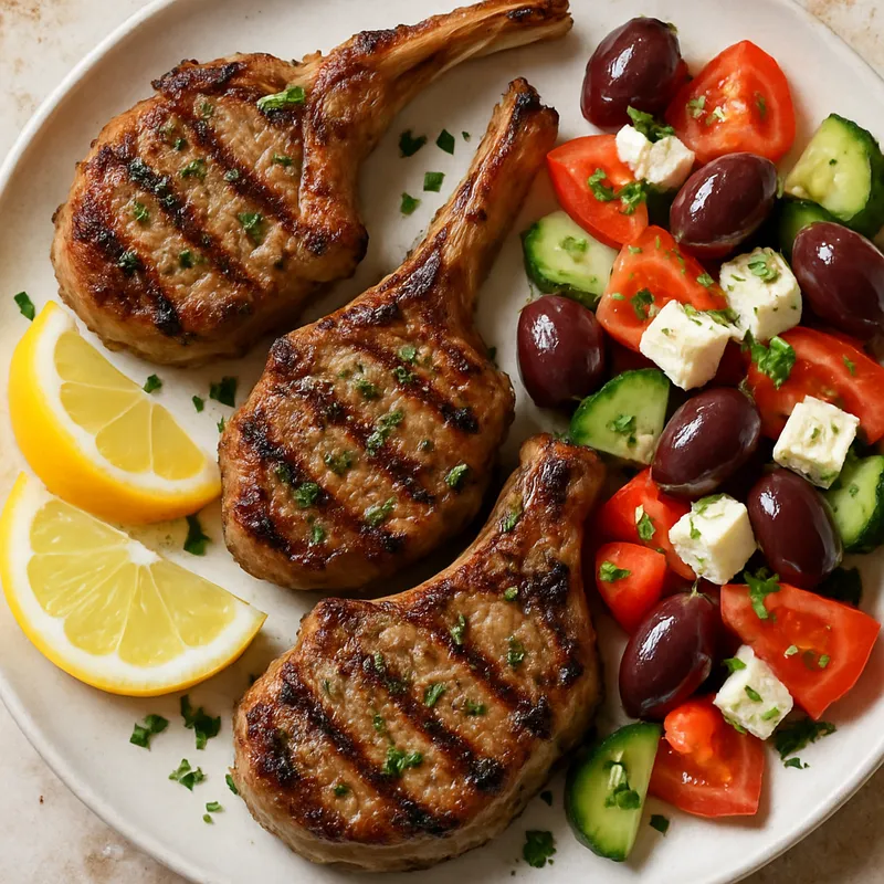 Gegrillte Kalbskoteletts auf griechische Art