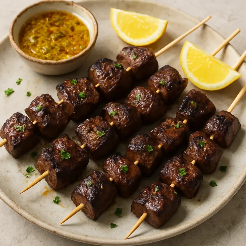 Gegrillte Lammleberspießchen