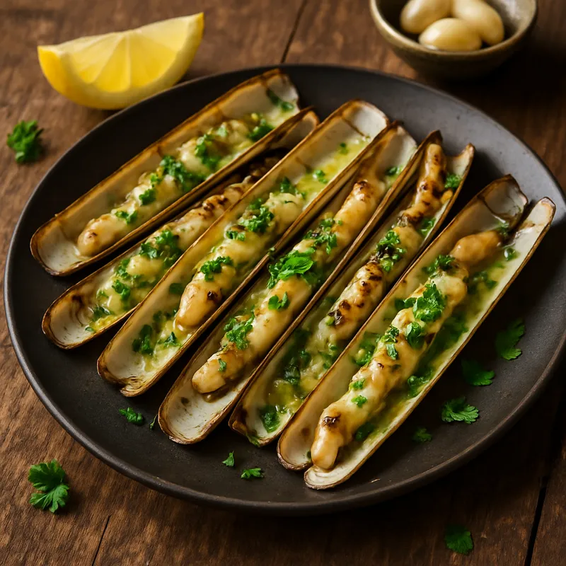 Gegrillte Scheidenmuscheln mit Knoblauchbutter