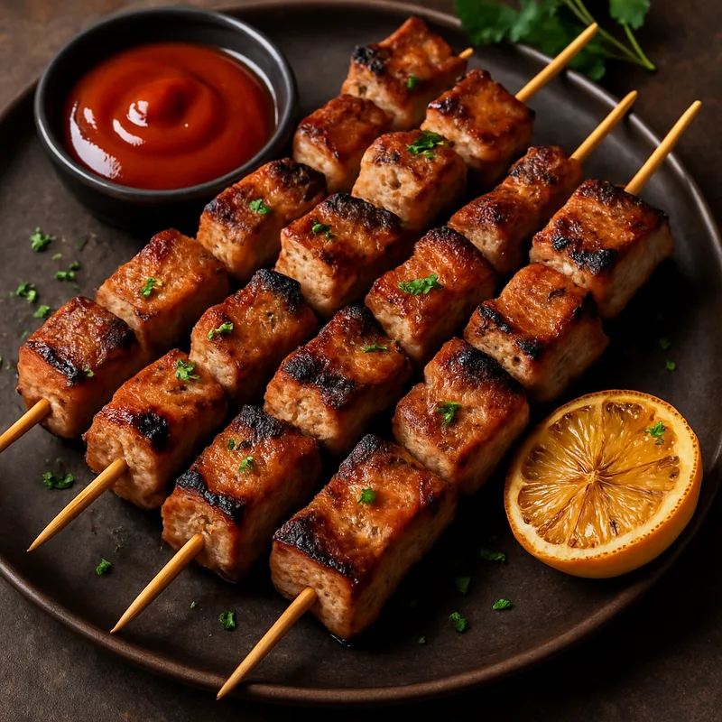 Gegrillte Schweinespieße