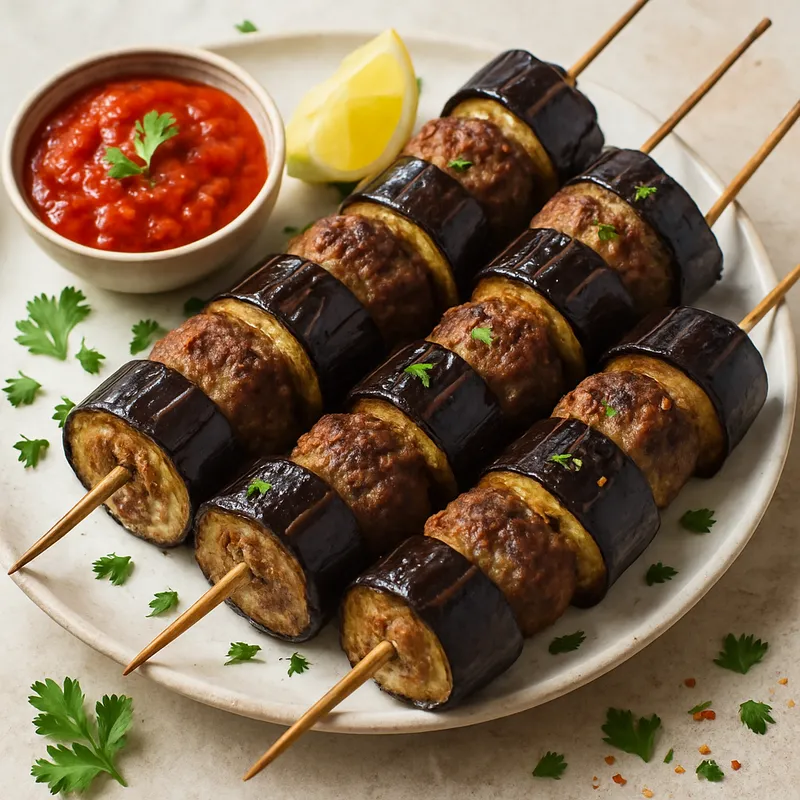 Gegrillter Auberginen-Kebab