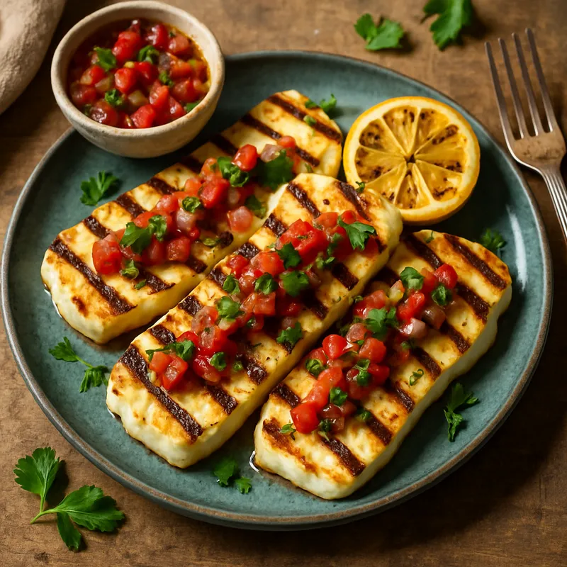 Gegrillter Halloumi auf portugiesische Art