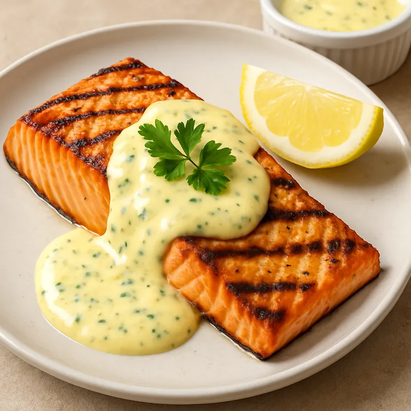 Gegrillter Lachs mit Sauce Béarnaise
