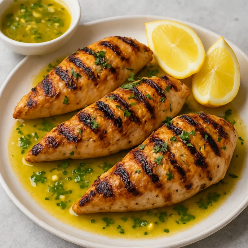 Gegrilltes Hähnchen mit Ladolemono (Griechische Olivenöl-Zitronen-Sauce)