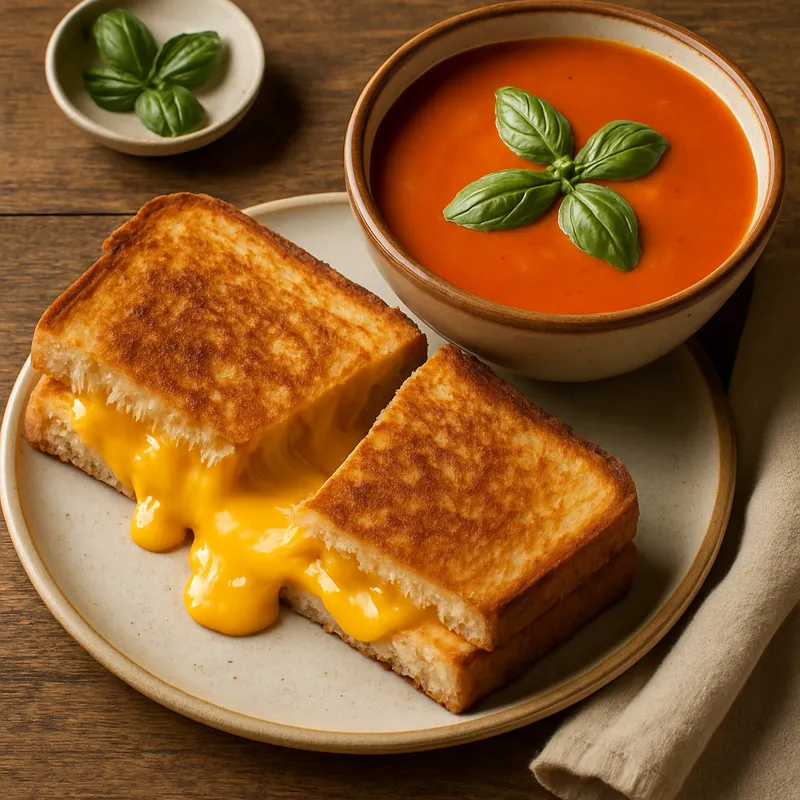 Gegrilltes Käsesandwich mit Tomatensuppe