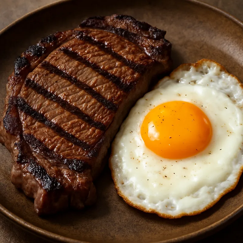 Gegrilltes Rindersteak mit Ei