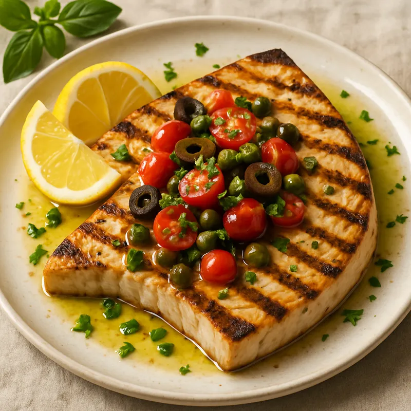 Gegrilltes Schwertfischsteak auf italienische Art