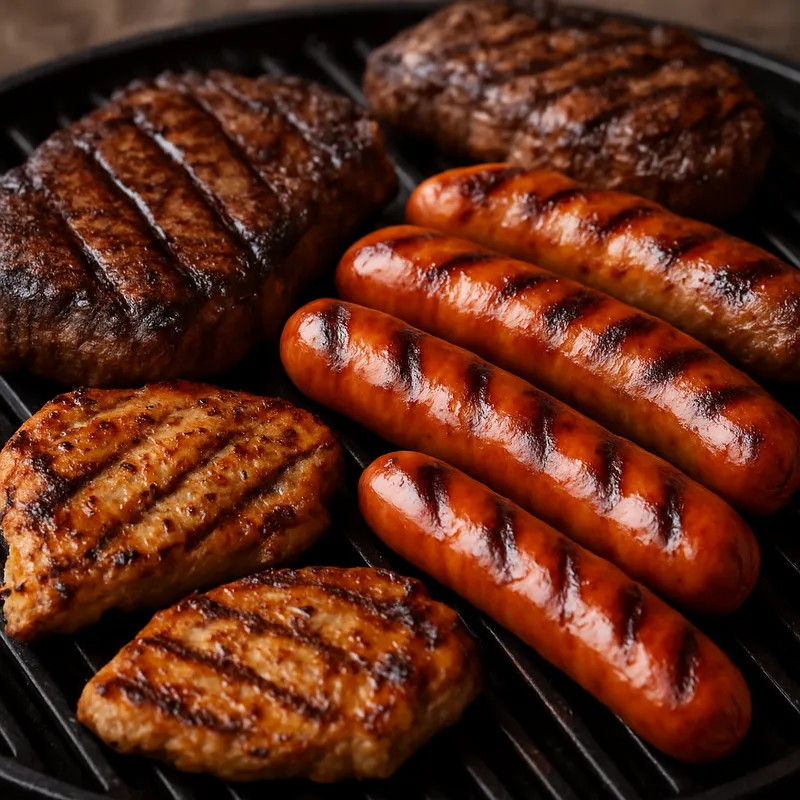 Gemischter Grill mit Rind und Wurst