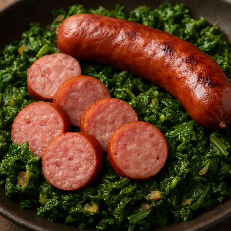 Geräucherte Wurst mit Grünkohl