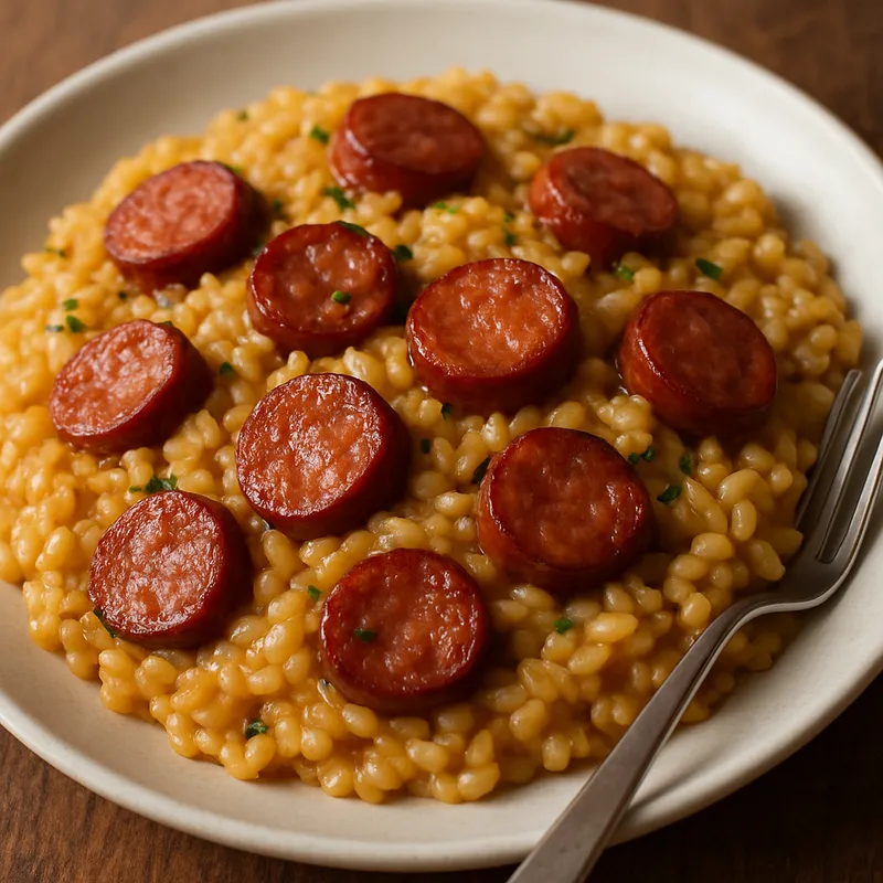 Geräucherte Wurst Risotto