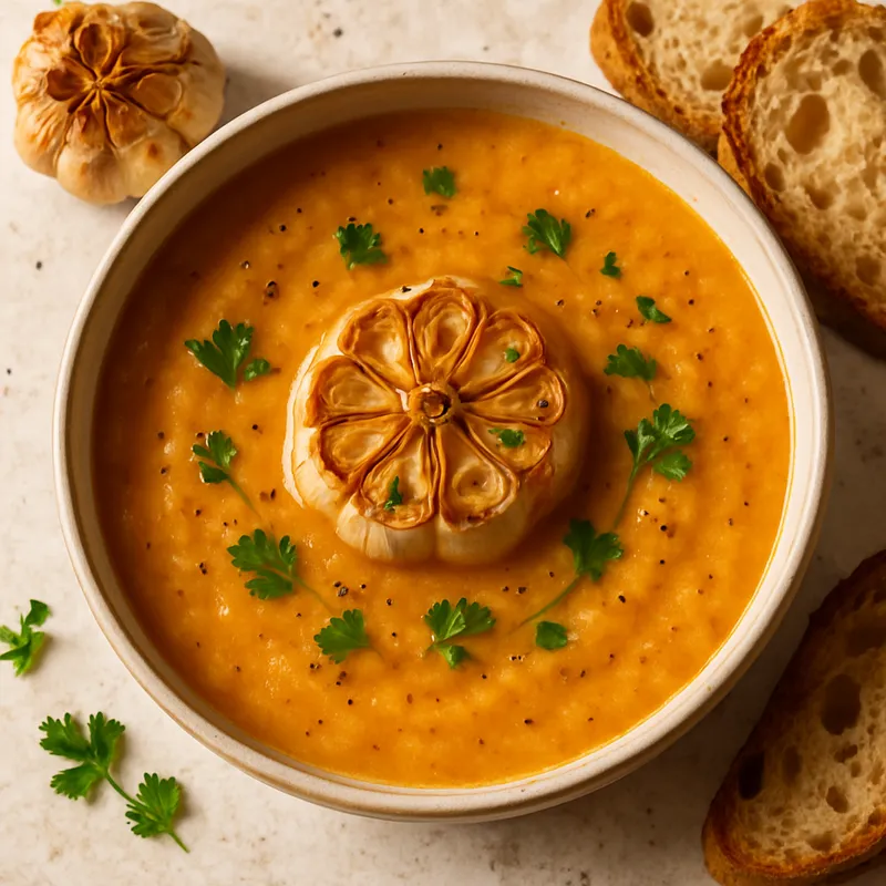 Geröstete Knoblauchsuppe