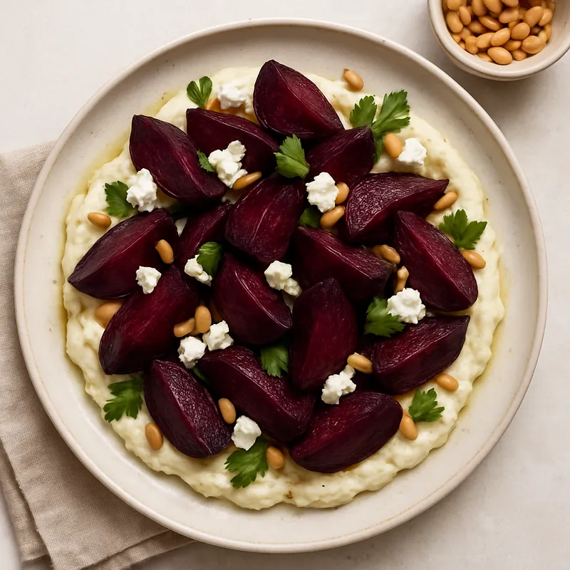 Gerösteter Rote-Bete-Salat mit Skordalia (Griechischer Knoblauch-Kartoffel-Dip)