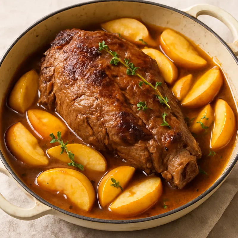 Geschmorte Schweineschulter mit Äpfeln