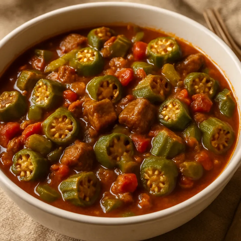 Geschmortes Okra auf Cajun-Art