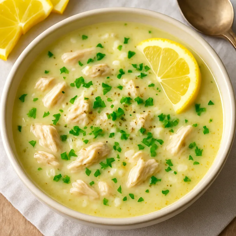 Griechische Zitronensuppe mit Hähnchen und Reis