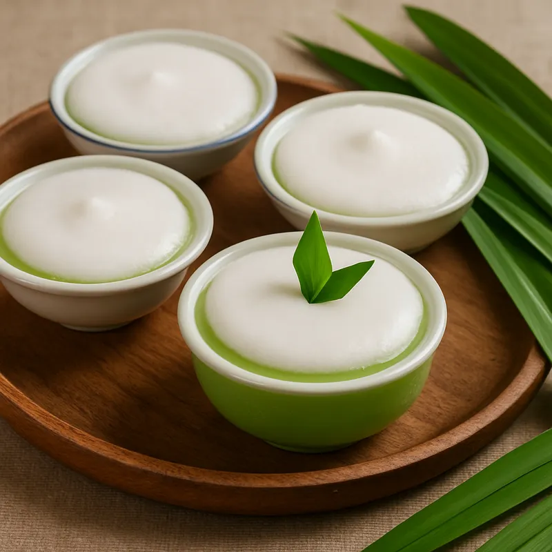 Grüner Pandan-Kokos-Pudding (Khanom Tuay Green)