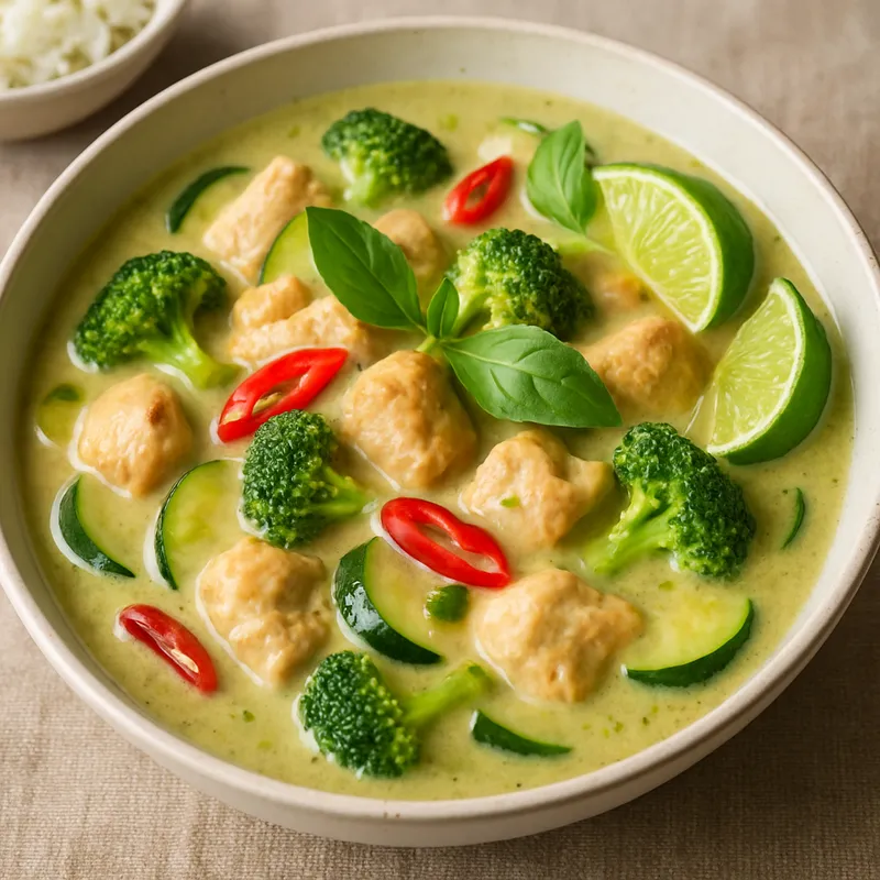 Grünes Curry mit Hähnchen