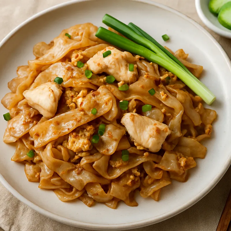 Guay Teow Khua Gai (Gebratene Hühnchennudeln)
