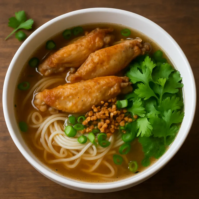 Guay Teow Pik Gai (Thailändische Hühnerflügel-Nudelsuppe)