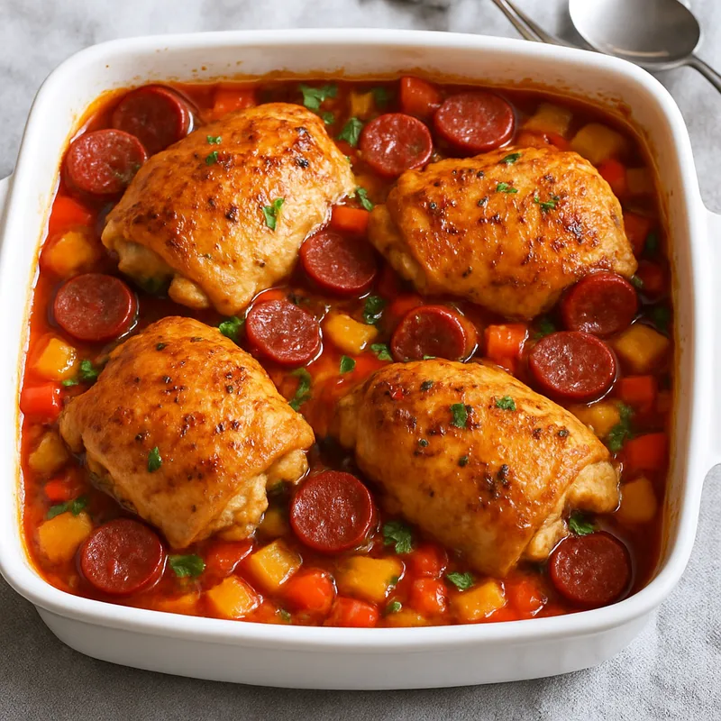 Hähnchen-Chouriço-Auflauf
