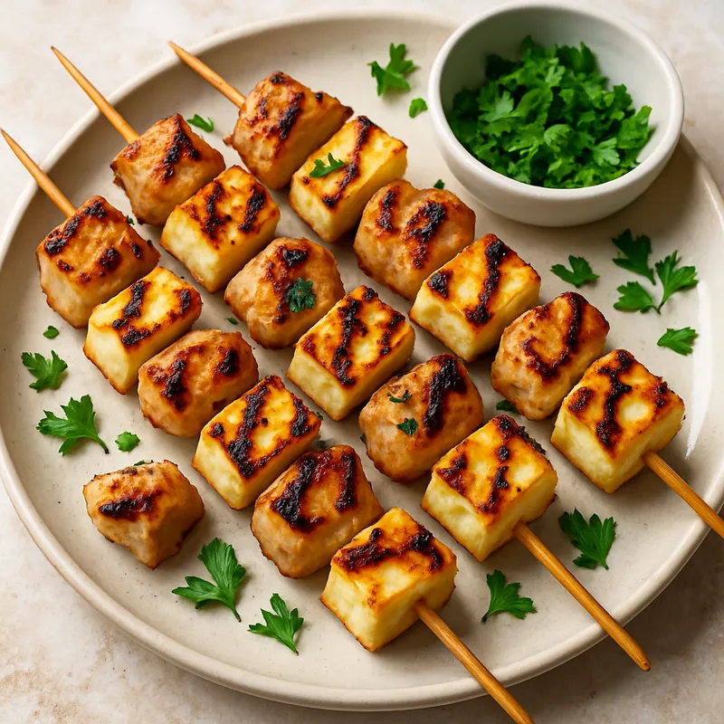 Hähnchen-Halloumi-Spieße