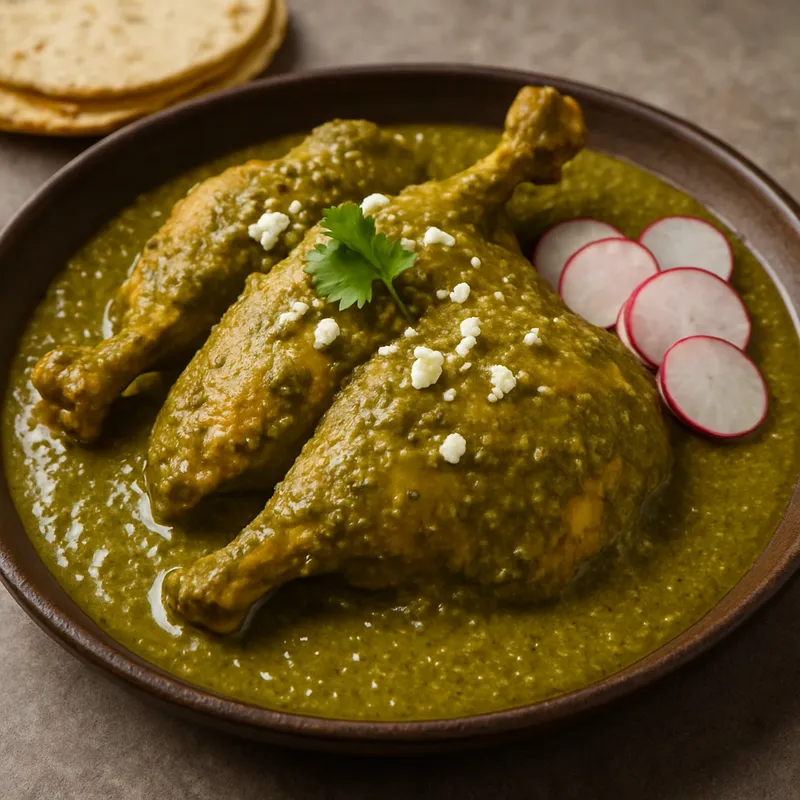 Hähnchen in grüner Mole