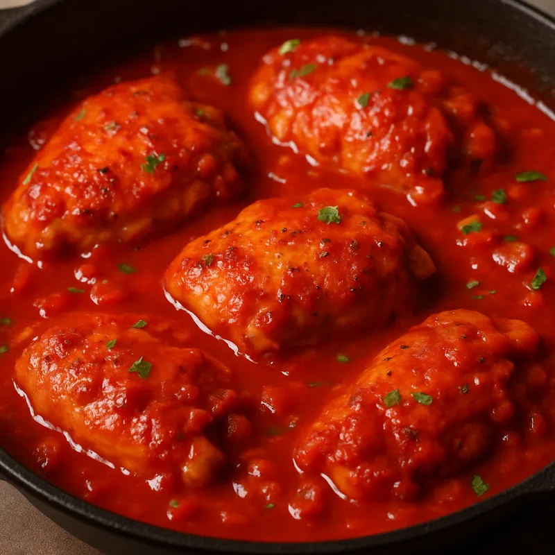 Hähnchen in roter Soße