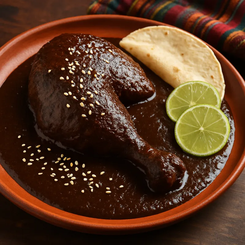 Hähnchen in schwarzer Mole-Sauce (Pollo en Mole Negro)