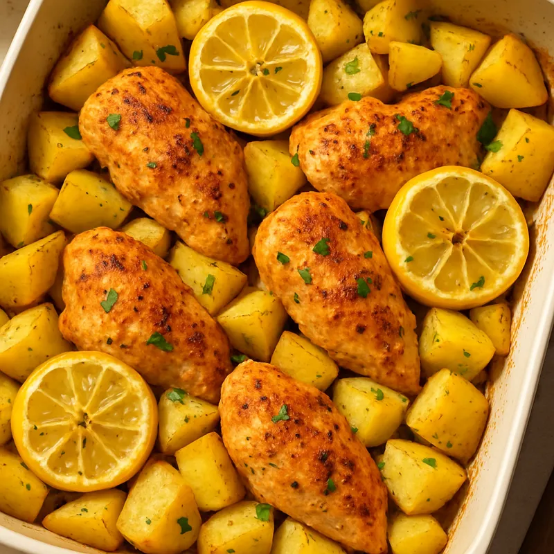 Hähnchen-Kartoffel-Auflauf mit Zitrone