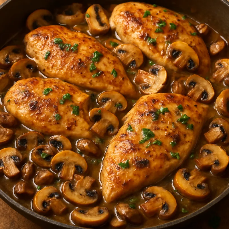 Hähnchen mit Champignons
