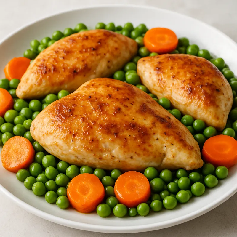 Hähnchen mit Erbsen und Karotten