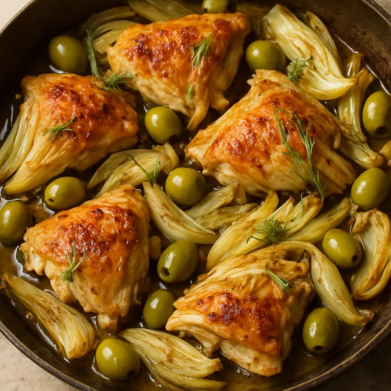 Hähnchen mit Fenchel und Oliven