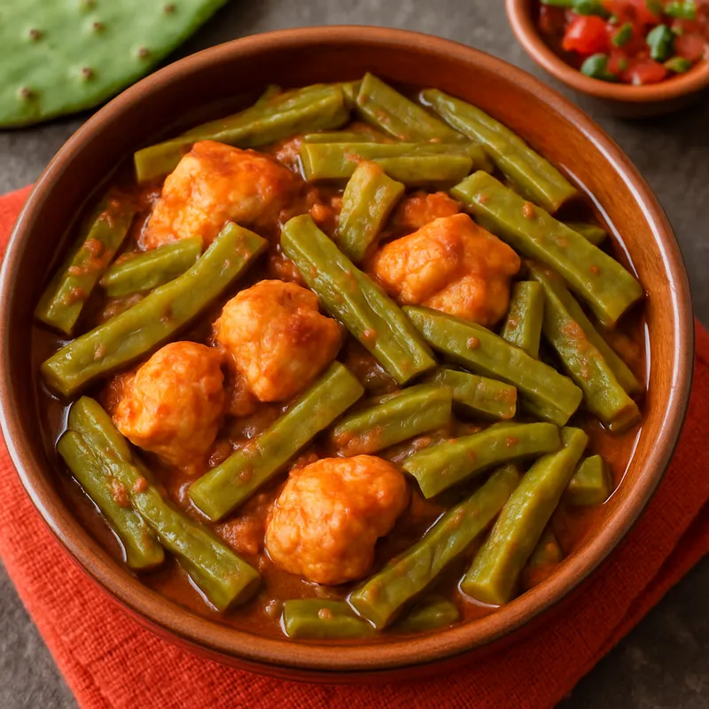 Hähnchen mit Kaktus (Pollo Con Nopales)