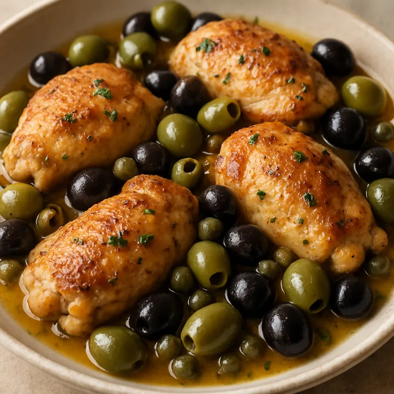 Hähnchen mit Oliven und Kapern