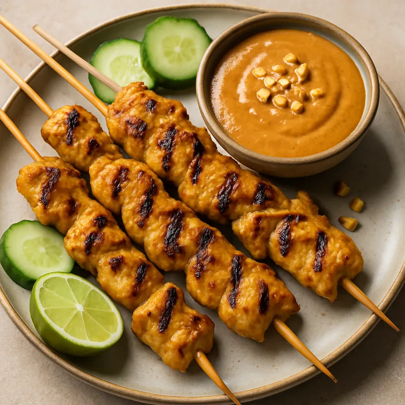 Hähnchen-Satay mit Erdnusssauce
