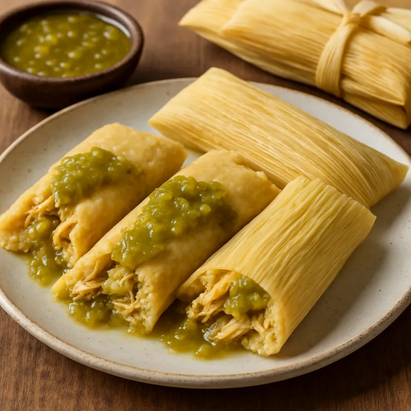Hähnchen-Tamales mit grüner Chili