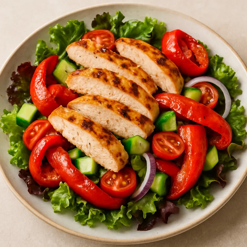 Hähnchensalat mit gerösteten Paprika