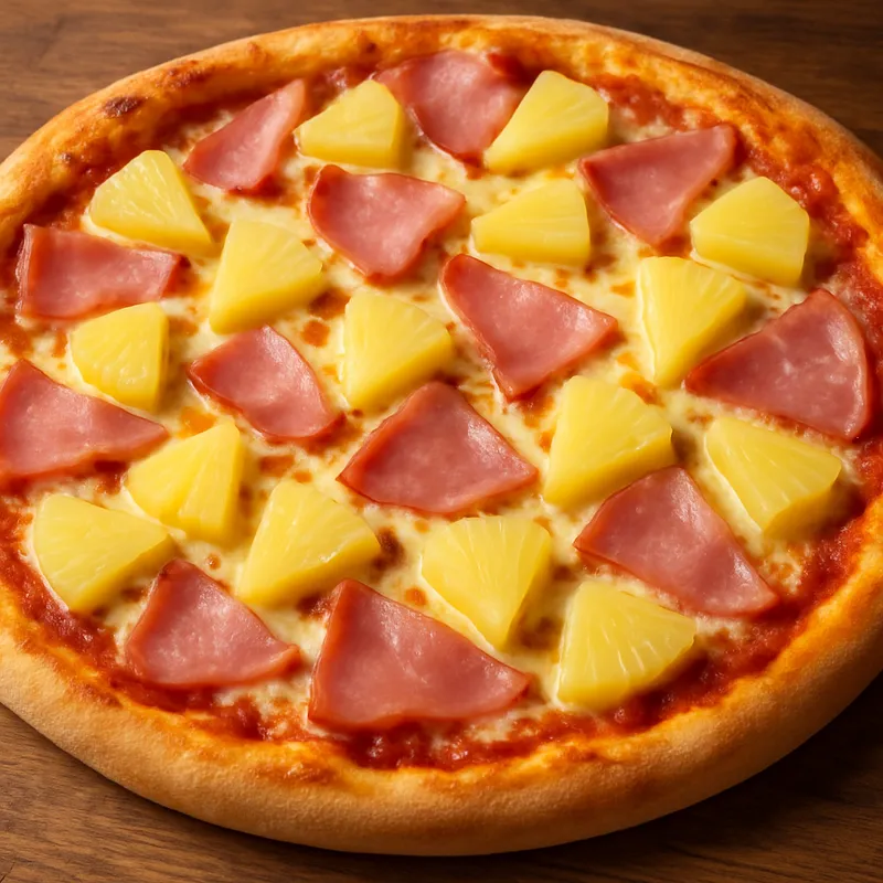 Hawaiianische Pizza mit Schinken und Ananas