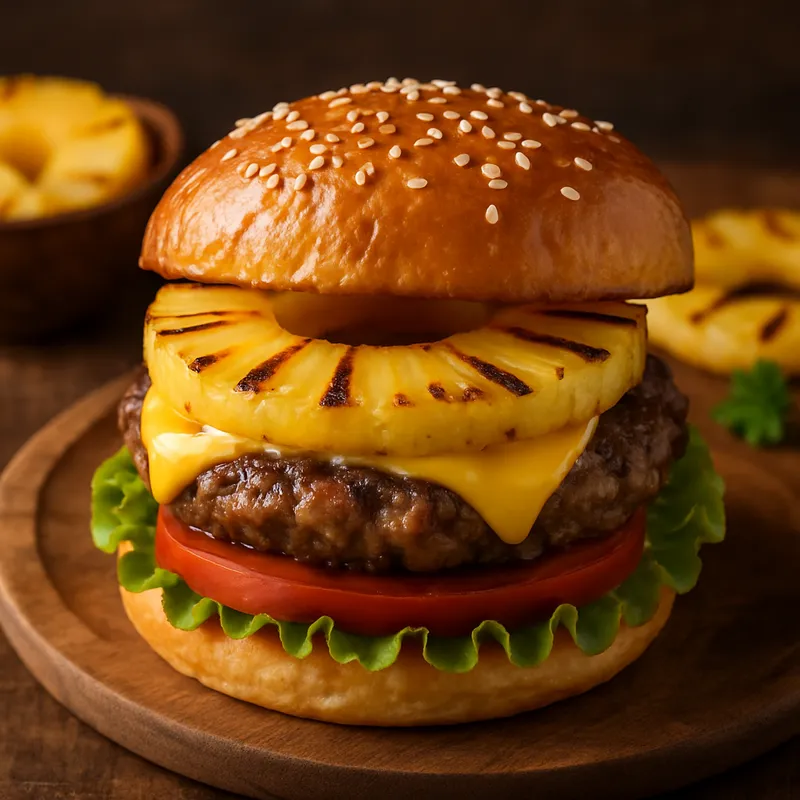 Hawaiianischer Burger mit Ananas