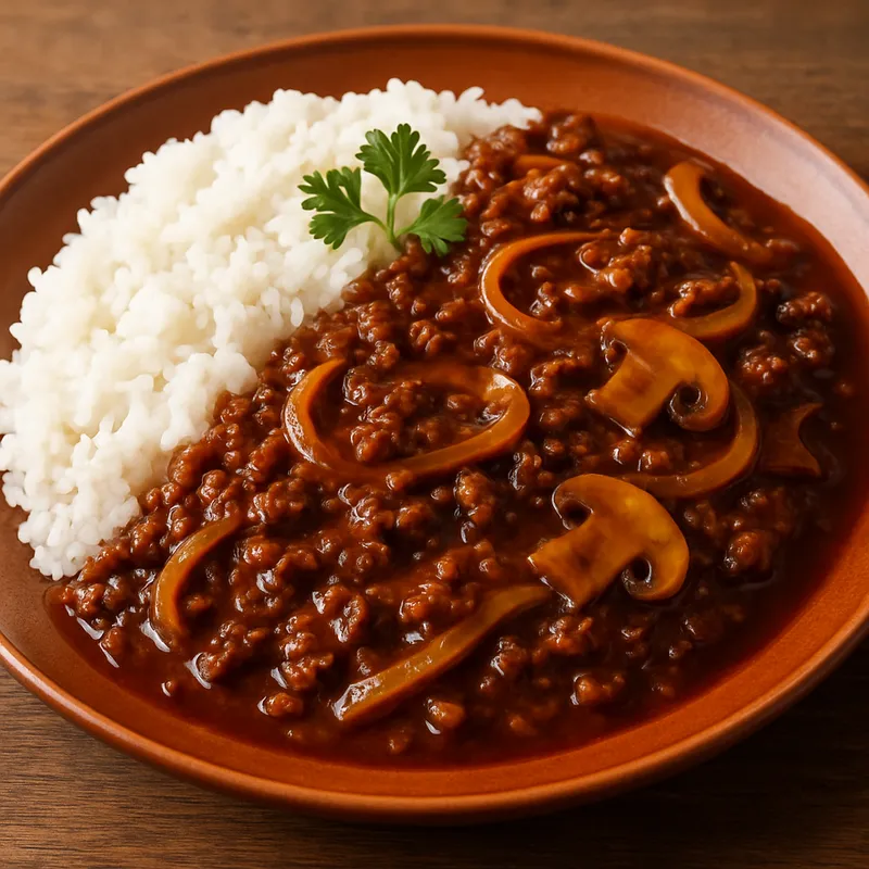 Hayashi Rice (Gehacktes Rindfleisch auf Reis)