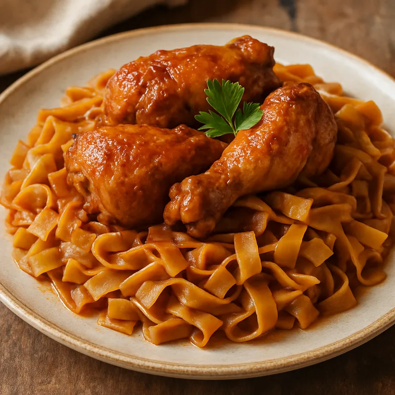 Hilopites mit Hähnchen (Nudeln mit Hähnchen)
