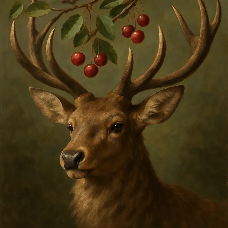 Hirsch mit Kirschen